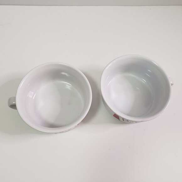 Scrabble Soup Bowl Set Of Two White Ceramic 2005 Hasbro Handles Mug Cup - Picture 7 of 8